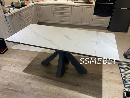 Стол Оникс керамогранит Silver White графит