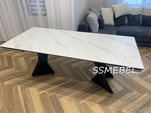 Стол Портофино керамогранит  Sliver White