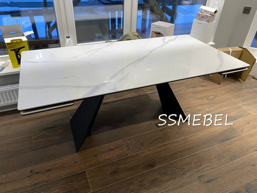 Стол Геометрия керамогранит Tanzania White глянец