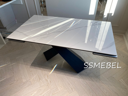 Стол Корса керамогранитTanzania White глянец