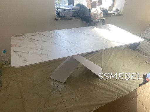 Стол Корса керамогранит Silvia Beige белый