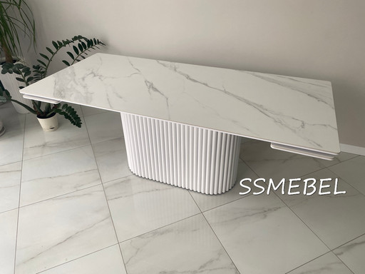 Стол Вельвет 3 керамогранит Silver White белый