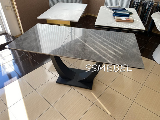 Стол Олимп керамогранит Diamond Grey глянец