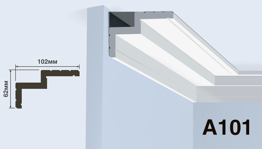Плинтус потолочный Hiwood A101 102х62 мм