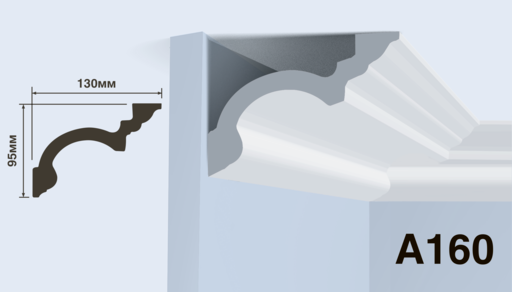 Плинтус потолочный Hiwood A160 95х130 мм