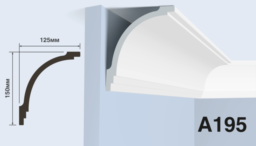 Плинтус потолочный Hiwood A195 150х125 мм
