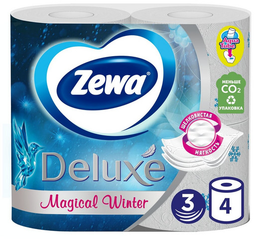 Туалетная бумага Zewa Deluxe Белая 3 слоя 4 рулона