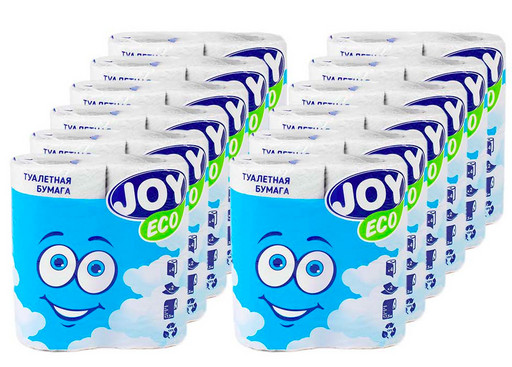 Туалетная бумага “Joy Eco” Белая Двухслойная 4 шт.