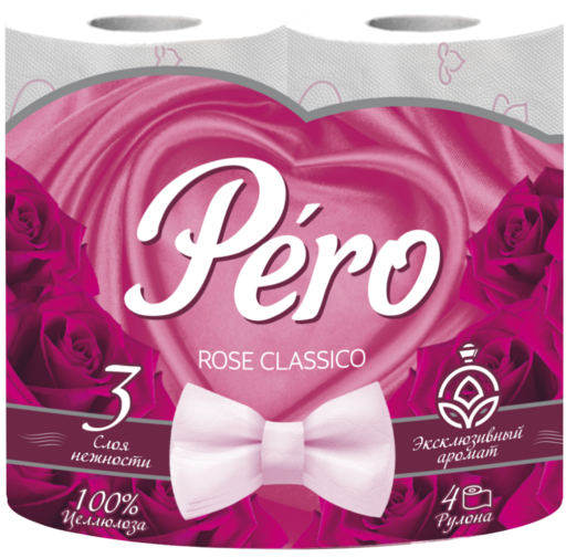 Туалетная бумага Рero Rose 4шт 3сл Белая с прокрасом