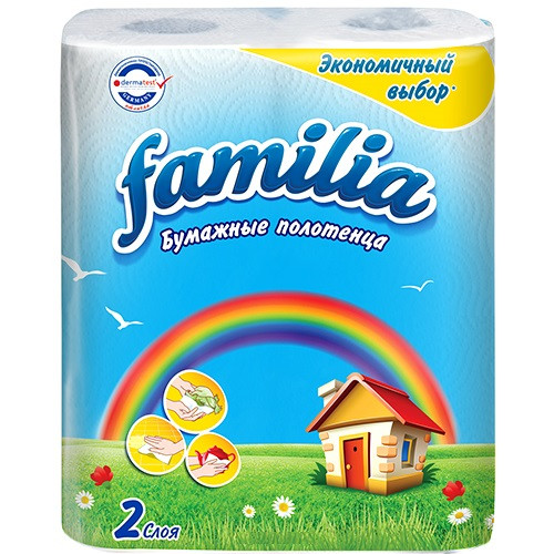 Бумажные полотенца “Familia” 2сл белые Радуга 2 шт.