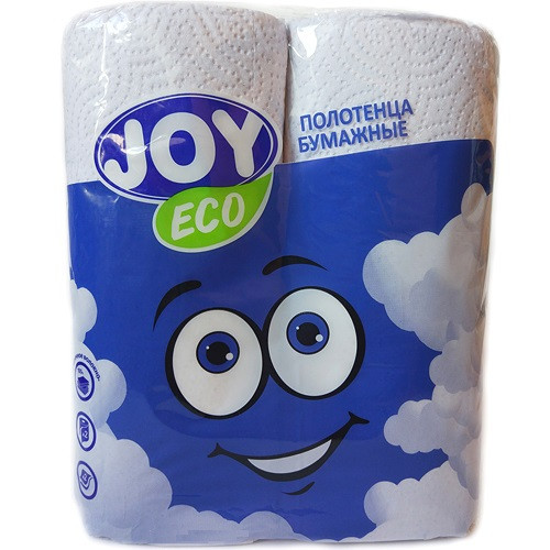 Бумажные полотенца “Joy Eco” Двухслойные 2 рулона белые