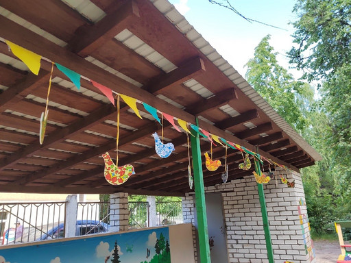 Уличные Комплект украшения веранды Птички расписные для детского сада
