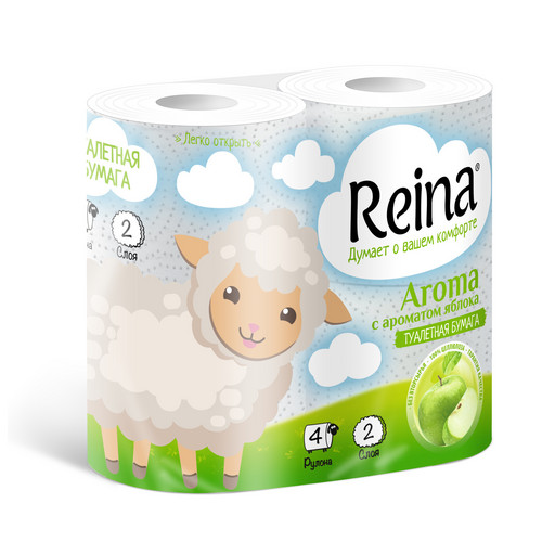 Туалетная бумага Reina Aroma Яблоко 2 слоя 4 рулона