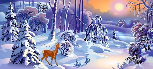 Панно настенное Зима с оленем