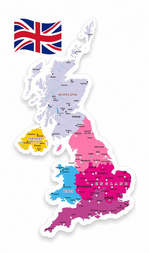 Стенд Политическая карта Великобритании резной