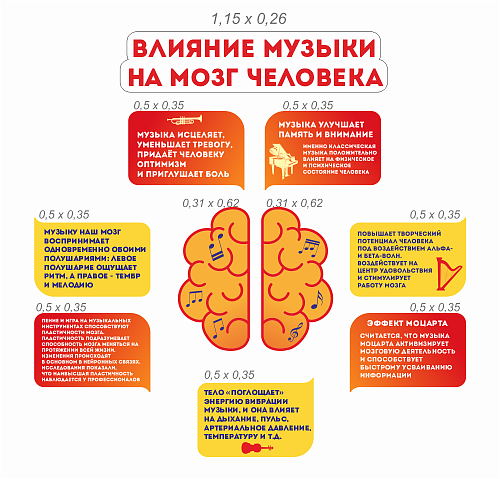 Комплект резных стендов Влияние музыки на мозг человека