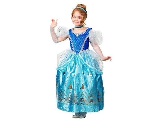 Детский костюм для девочек Принцесса Золушка в голубом платье рост 104 см