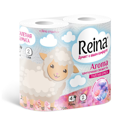 Туалетная бумага Reina Aroma Цветочная свежесть 2 слоя 4 рулона