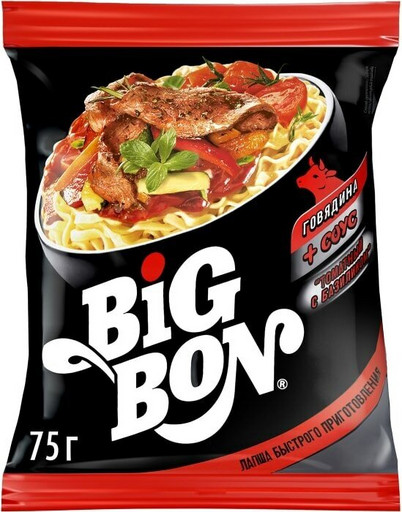 Лапша Big Bon говядина с томатным соусом и базиликом 75г