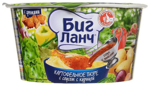 Пюре Биг Ланч в соусе с кусочками куриного филе 110г