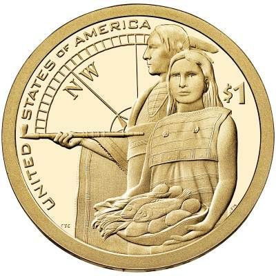 1 доллар США Сакагавея 2014 «Помощь индейцев»