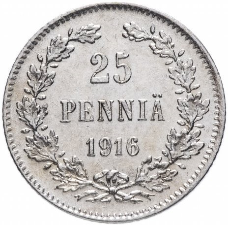25 пенни 1916 гербовый орёл с коронами