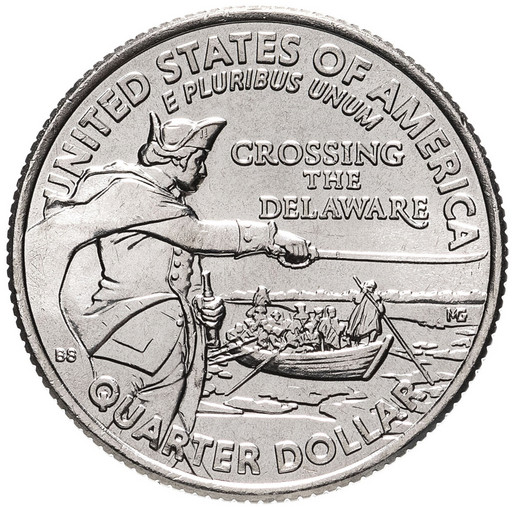 25 центов США 2021 «Генерал Джордж Вашингтон переправляется через реку Делавэр»
