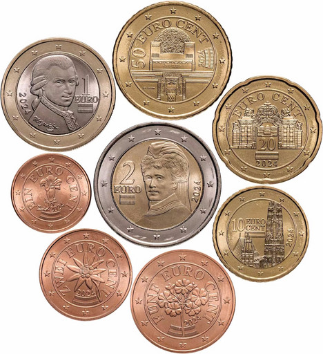 Годовой набор Австрия 8 монет евро 2024