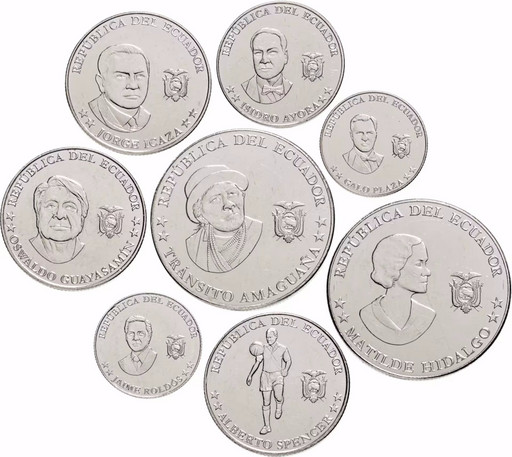 Набор 9 монет Эквадор 2023 «Исторические деятели»