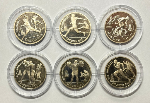 Набор 6 монет 1991 «Олимпиада в Барселоне 1992» в капсулах