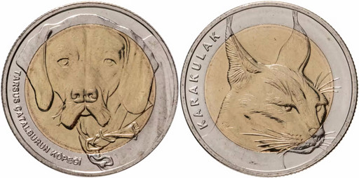 Набор 2 монеты 1 куруш Турция 2021 «Какаракал и Собака Каталбурун»