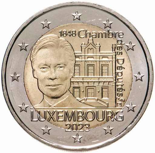 2 евро Люксембург 2023 «175 лет Палате депутатов и Первой Конституции»