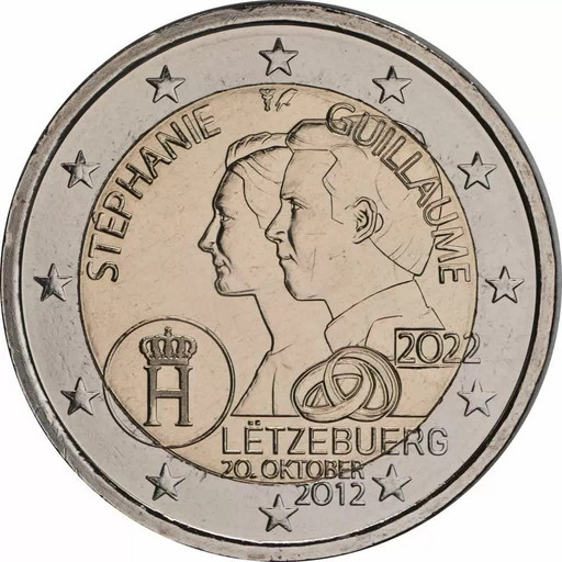 2 евро Люксембург 2022 «10 лет со дня свадьбы великого герцога Гийома»