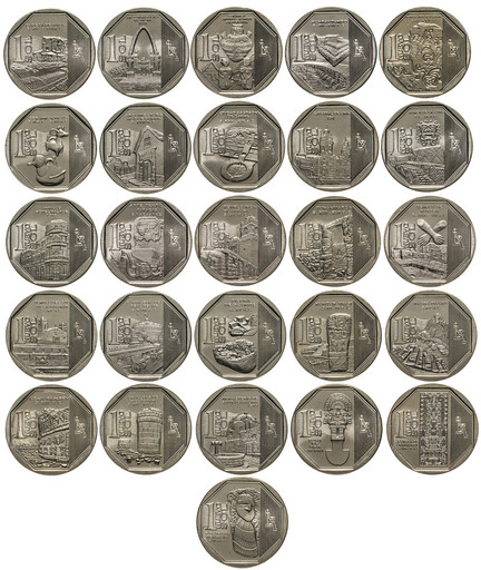 Набор 26 монет Перу 1 соль 2010-2016 «Богатство и гордость Перу»