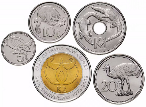 Набор 5 монет Папуа-Новая Гвинея 2008-2010