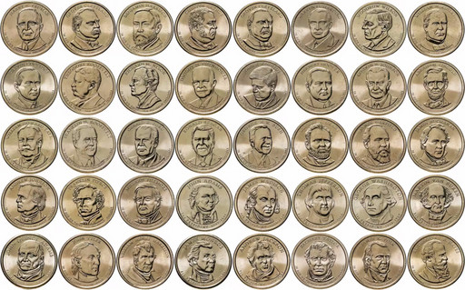 Набор 40 монет 1 доллар США 2007-2020 «Президенты»