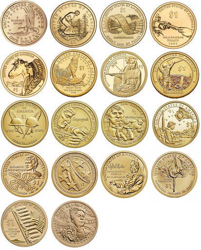 Набор 26 монет 1 доллар США 2000-2025 «Сакагавея»