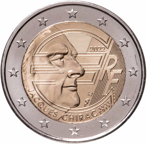 2 евро Франция 2022 «Жак Ширак»