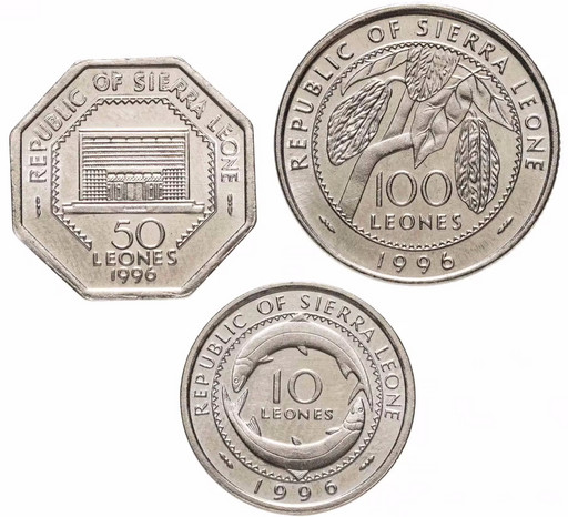 Набор 3 монеты Сьерра-Леоне 1996