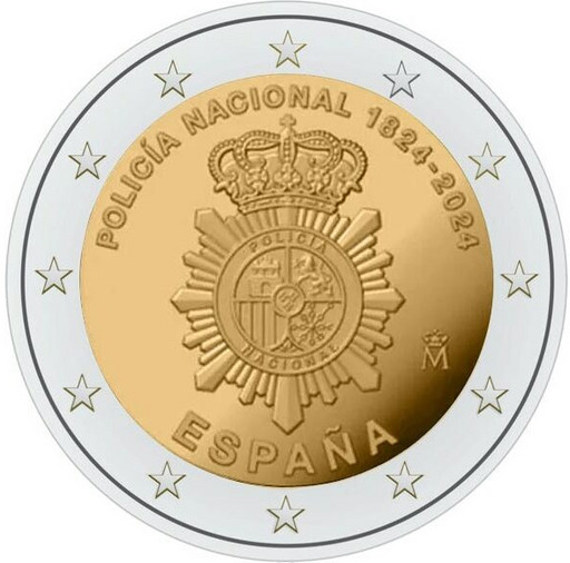 2 евро Испания 2024 «Национальный полицейский корпус»