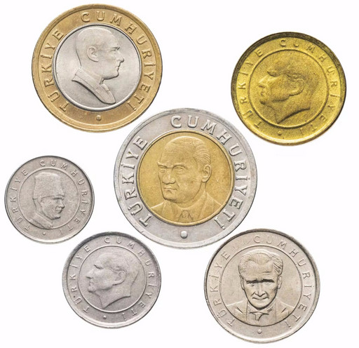 Набор 6 монет Турция 2005-2020