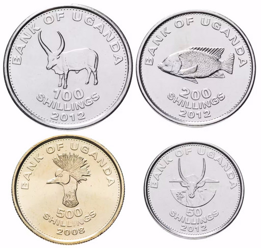 Набор 4 монеты Уганда 2007-2015