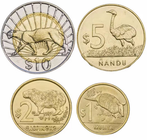 Набор 4 монеты Уругвай 2012-2015 «Фауна»