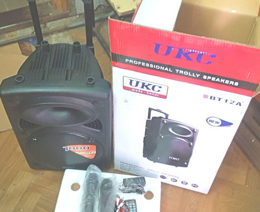 Колонка Аккумуляторная 12 UKC BT12A Блютуз 2 микрофона USB FM 1000 Вт
