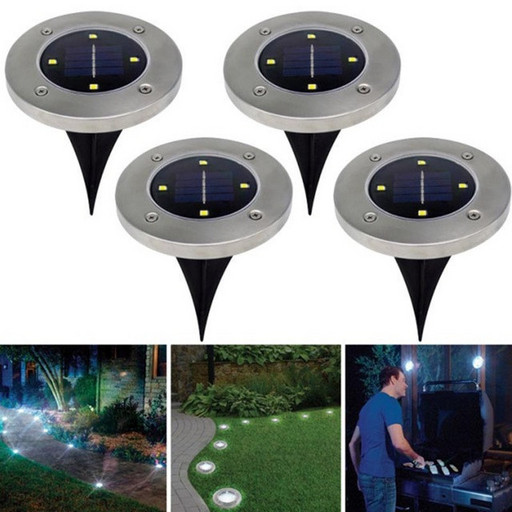 4 Светильника на солнечных батареях Disk lights - 4 штуки В Комплекте