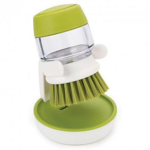 Щетка для мытья посуды Jesopb Soap Brush с дозатором для моющего средства Белый с салатовым T1110, КОД: 182615