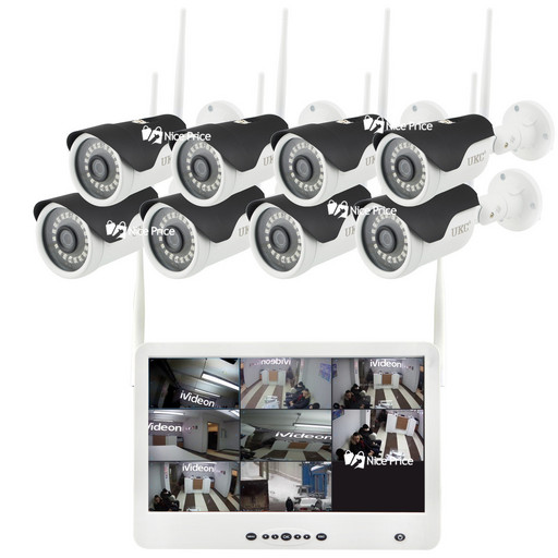 Комплект видеонаблюдения беспроводной DVR KIT Full HD UKC CAD-1308 LCD 13.3' WiFi 8ch набор на 8 камеры