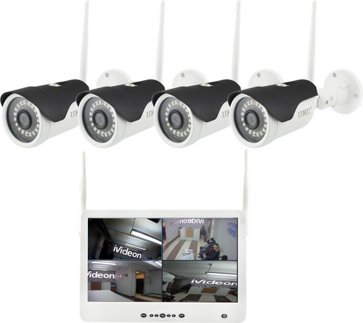 Комплект видеонаблюдения беспроводной DVR KIT Full HD UKC CAD-1304 LCD 13.3' WiFi 4ch набор на 4 камеры