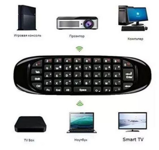 Универсальный пульт. Аэромышь с клавиатурой Air Mouse I8 Black