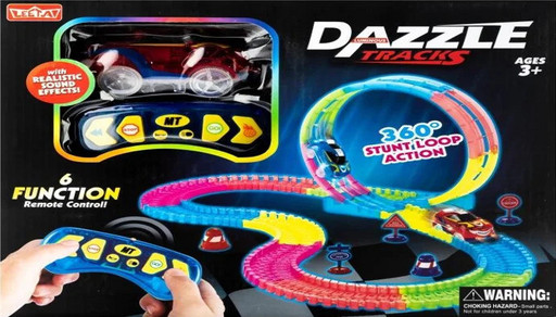 Детский игрушечный трек для машинок DAZZLE TRACKS 187 деталей с пультом управления Конструктор трасса